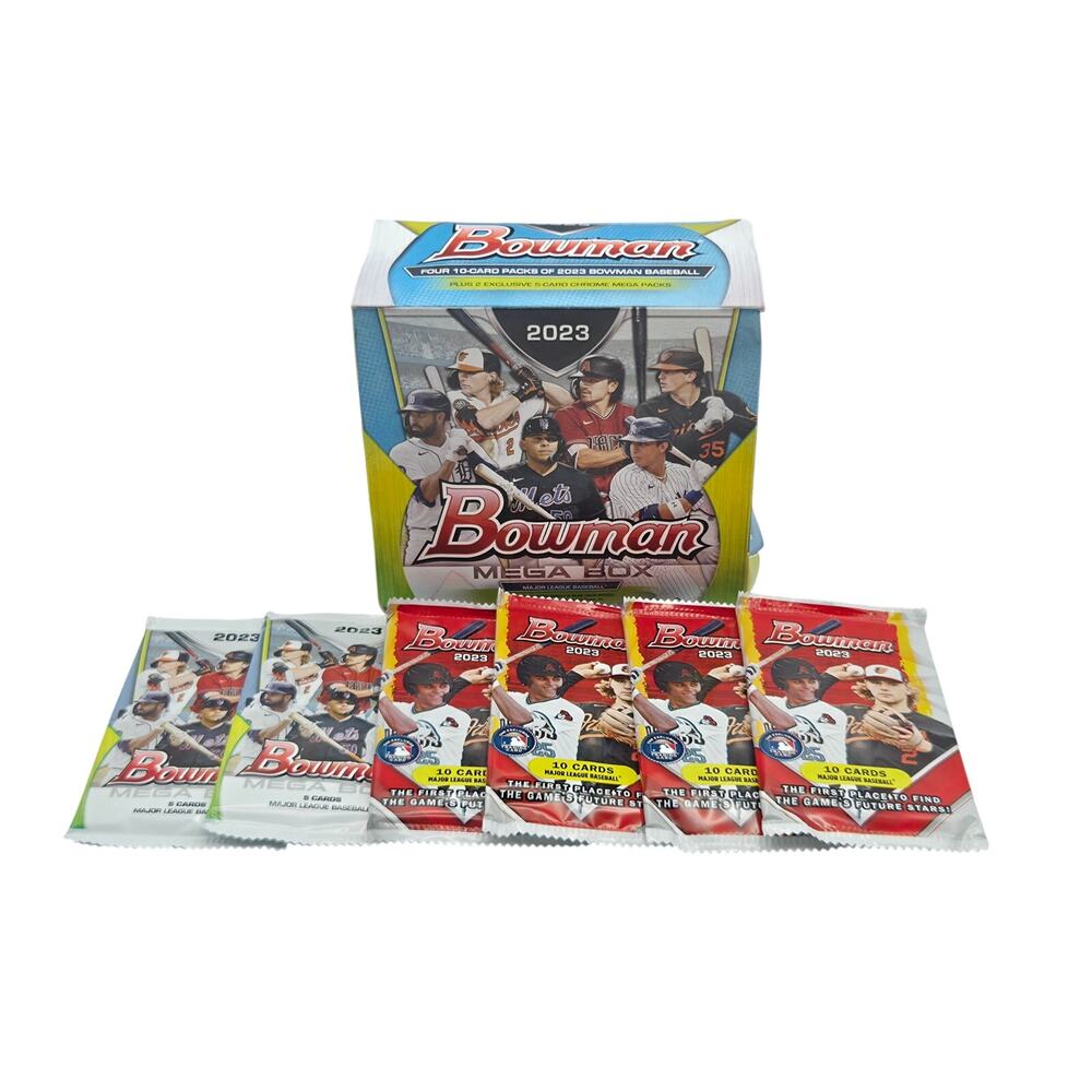 2023 Bowman Mega Box 6 Sealed Packs 4 Base + 2 Mega chrome packs W/ Damaged box